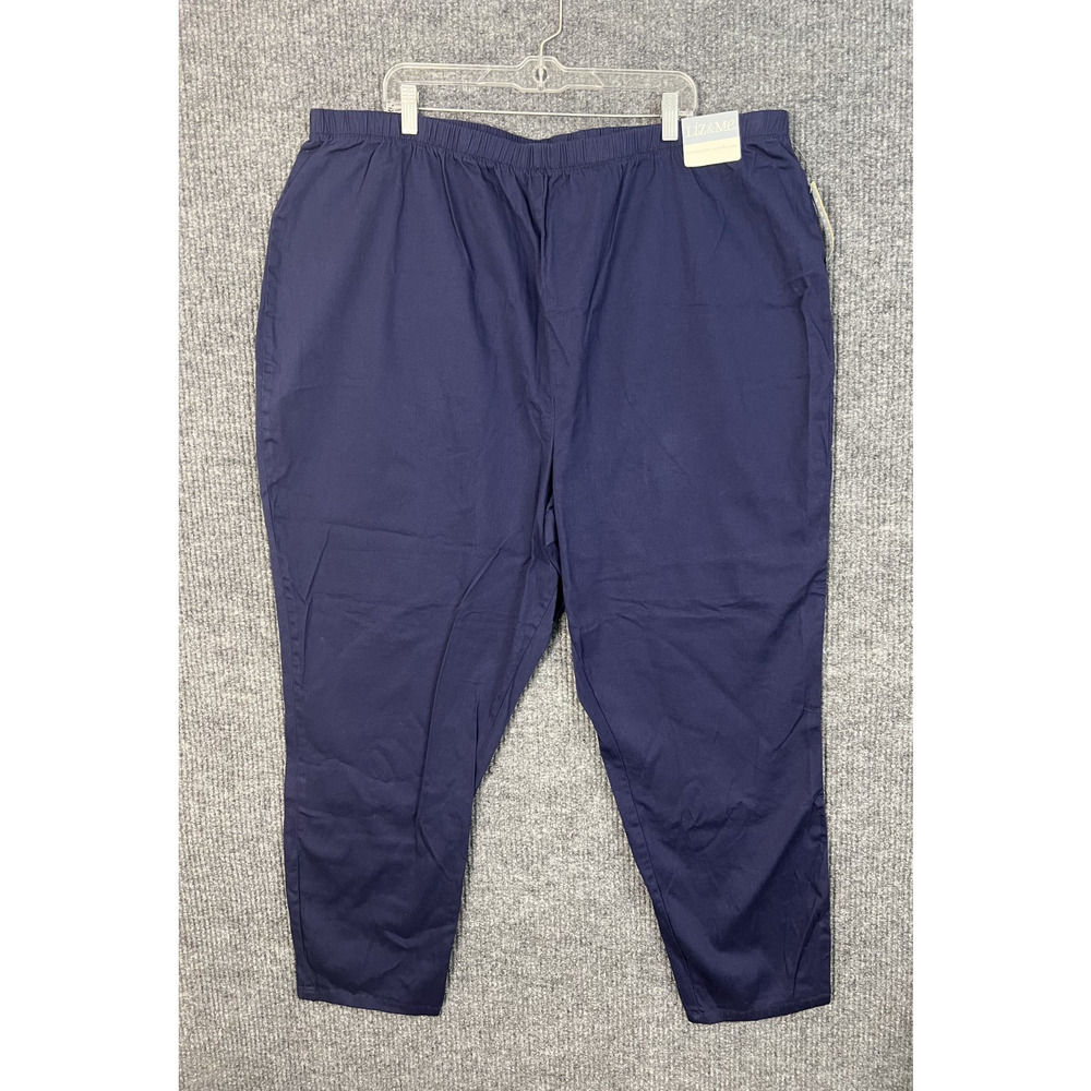 Liz & Me Pants Womens Plus 32W Blue Pull On Stretch Ankle Mature High Rise
